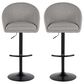 LumiSource Matisse Adjustable Swivel Barstool with Grey Fabric Upholstery in Black (Set of 2), , large