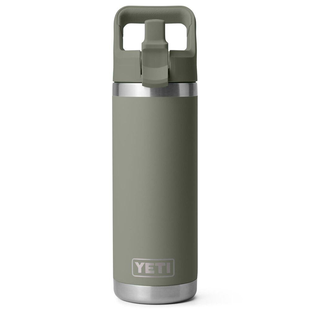 YETI Rambler 18 Oz Water Bottle with Color-Matched Straw Cap in Pampa Green, , large