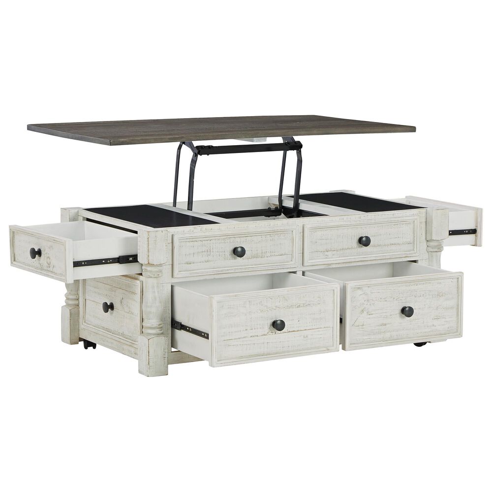 Ashley Havalance Lift-Top Coffee Table in Distressed Vintage White and Weathered Gray, , large