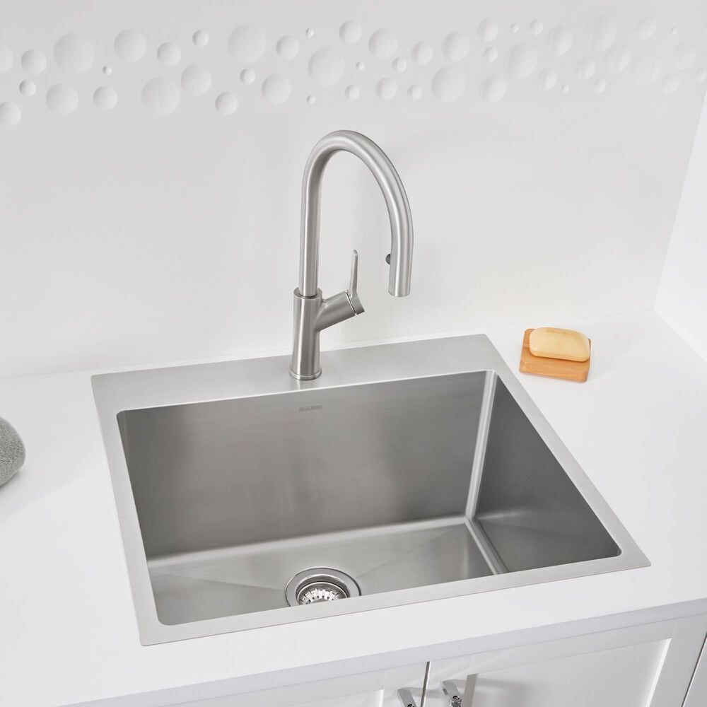 Blanco Quatrus 25&quot; R15 Dual Mount Laundry Sink in Refined Brushed, , large