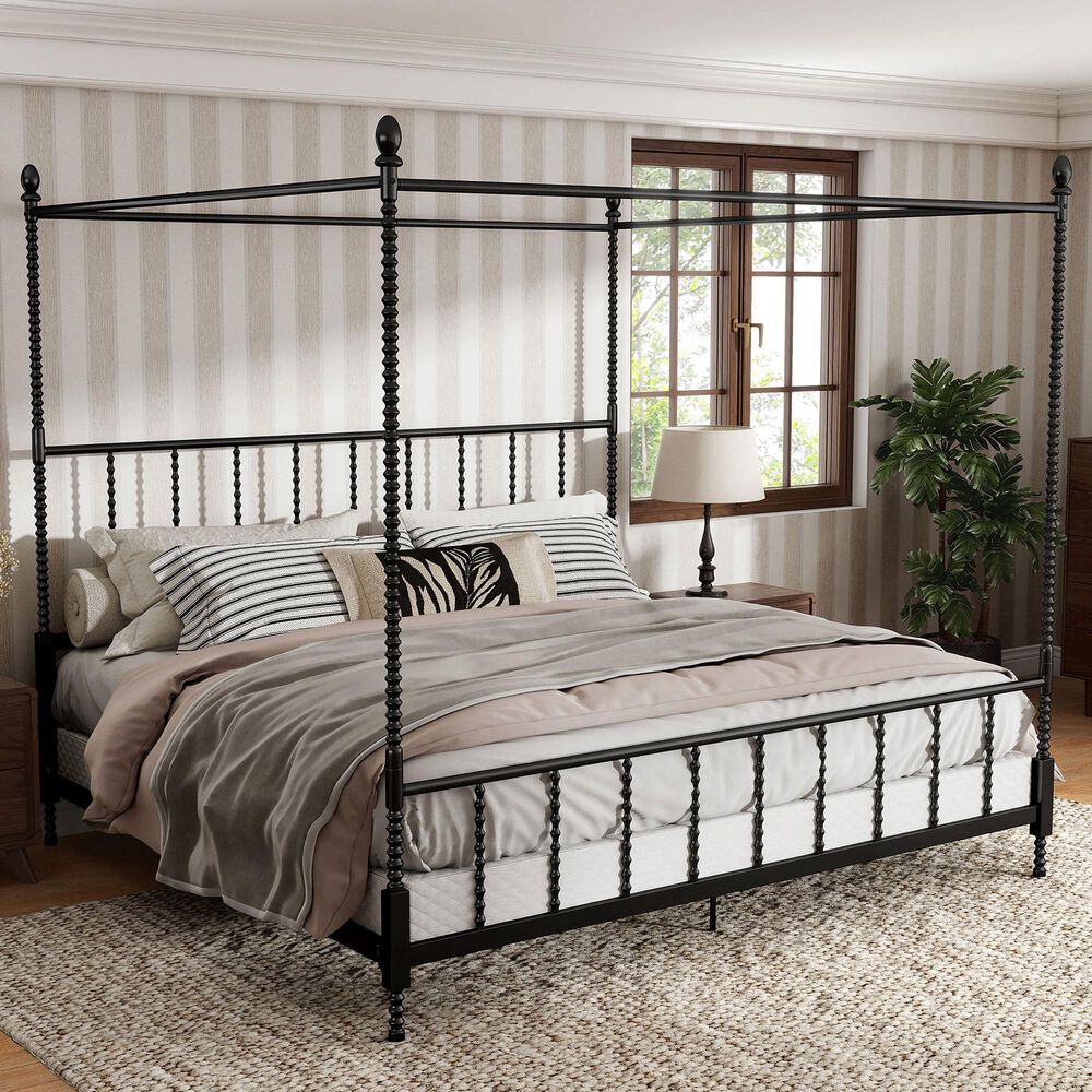 Furniture of America Elliot King Canopy Bed in Black, , large