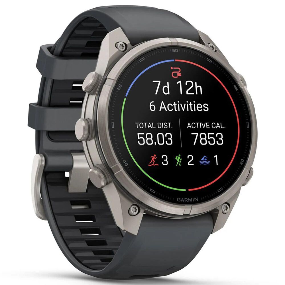 Garmin fenix 9 Pro Smartwatch 47mm Titanium with Graphite and Black Silicone Band, , large