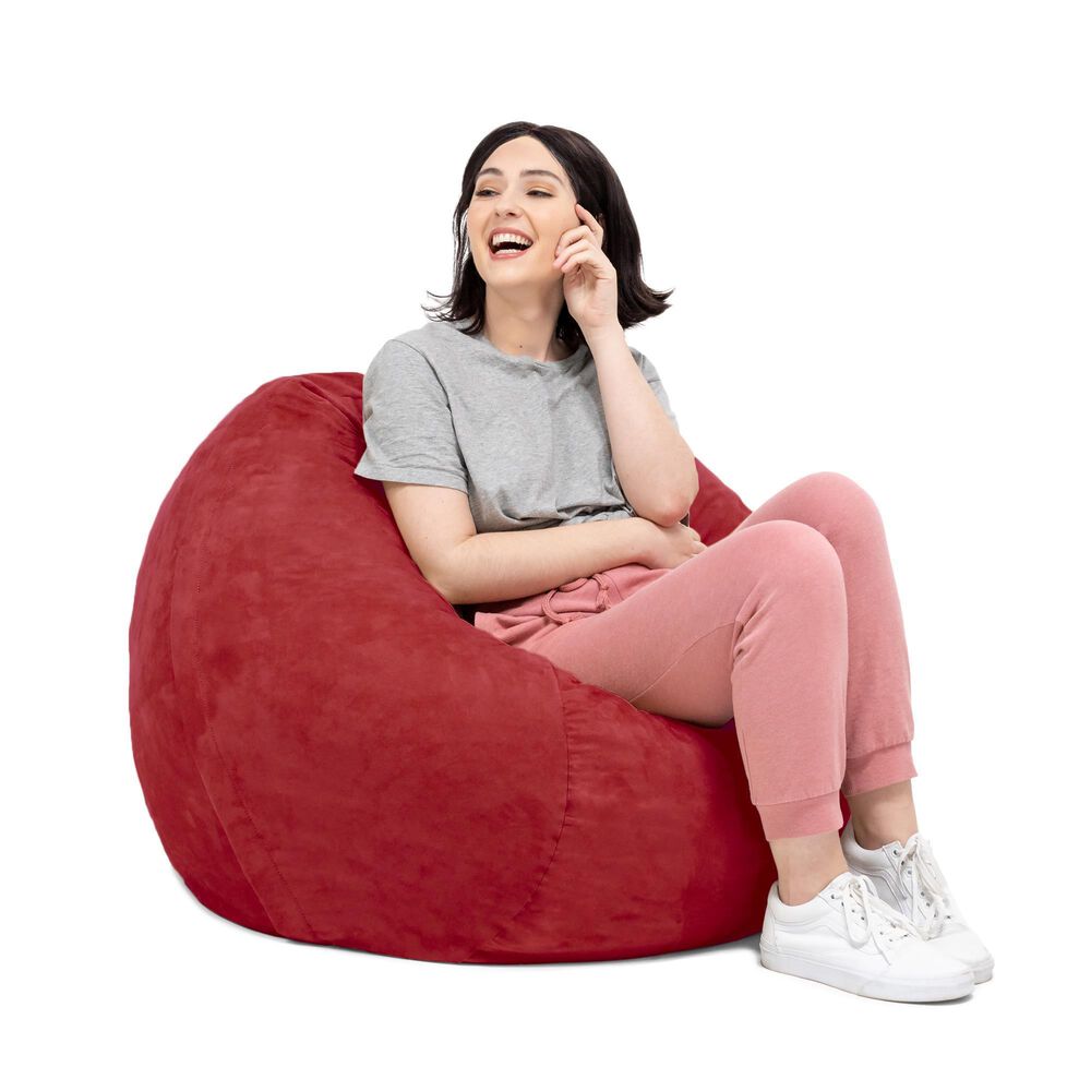 Jaxx 3&#39; Round Bean Bag with Removable Cover in Cherry, , large