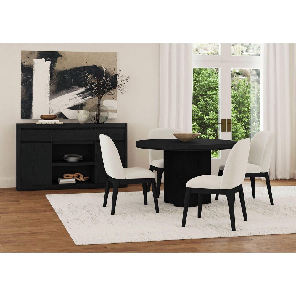 37B Rosalie Round Pedestal Dining Table in Black - Table Only, , large