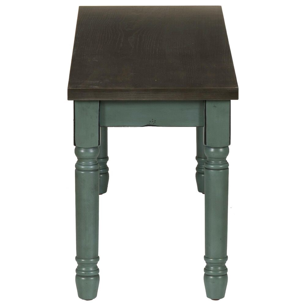 Linon Home Decor Willow Dining Bench in Burnished Smoke and Distressed Teal, , large