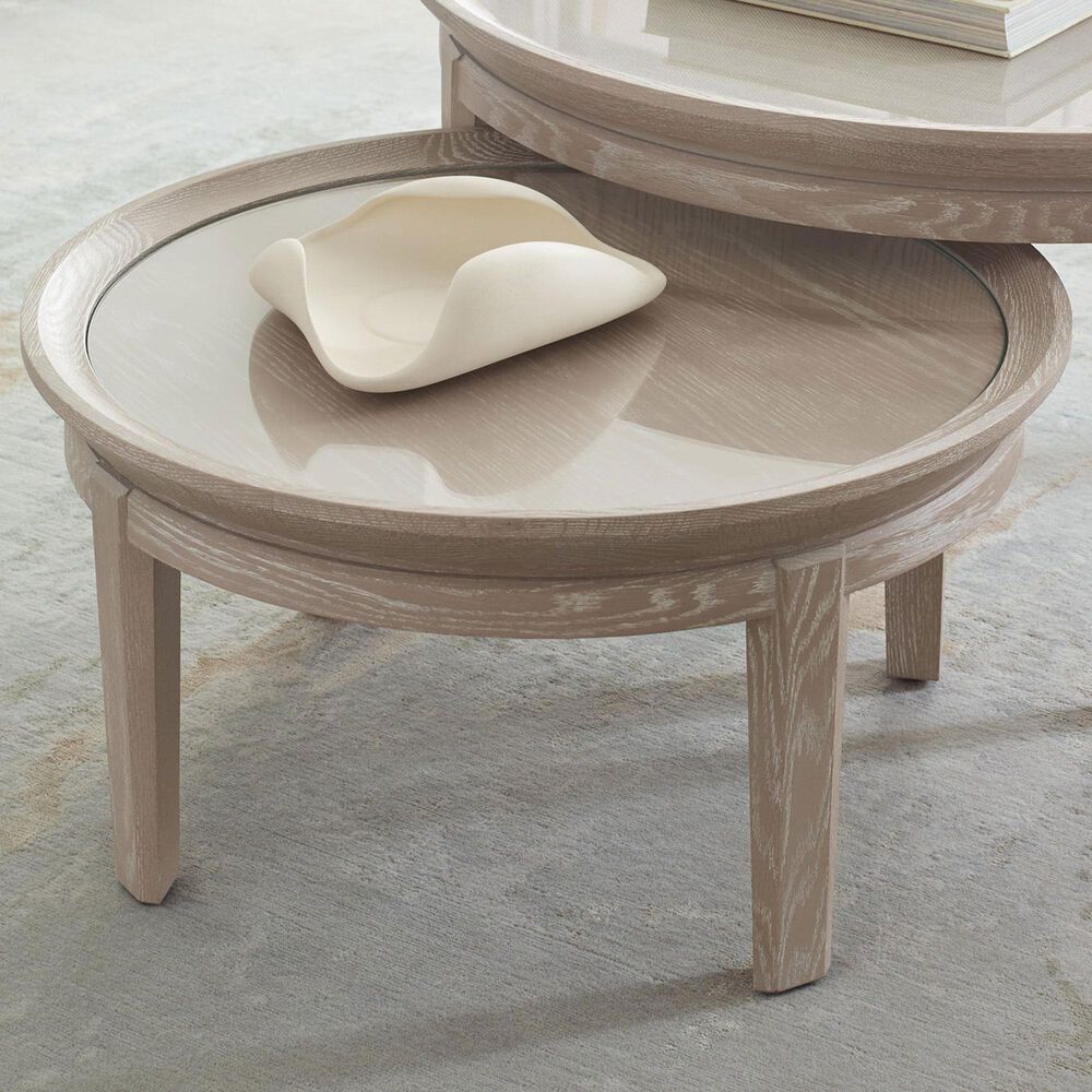 Stickley Furniture Maidsatone 28" Round Cocktail Table in Sandbank, , large