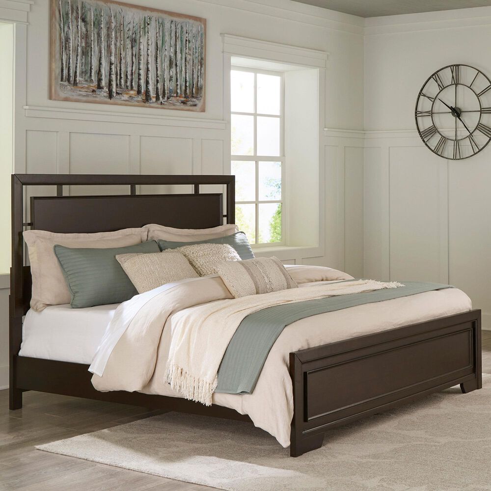 Ashley Covetown King Bed in Dark Brown, , large