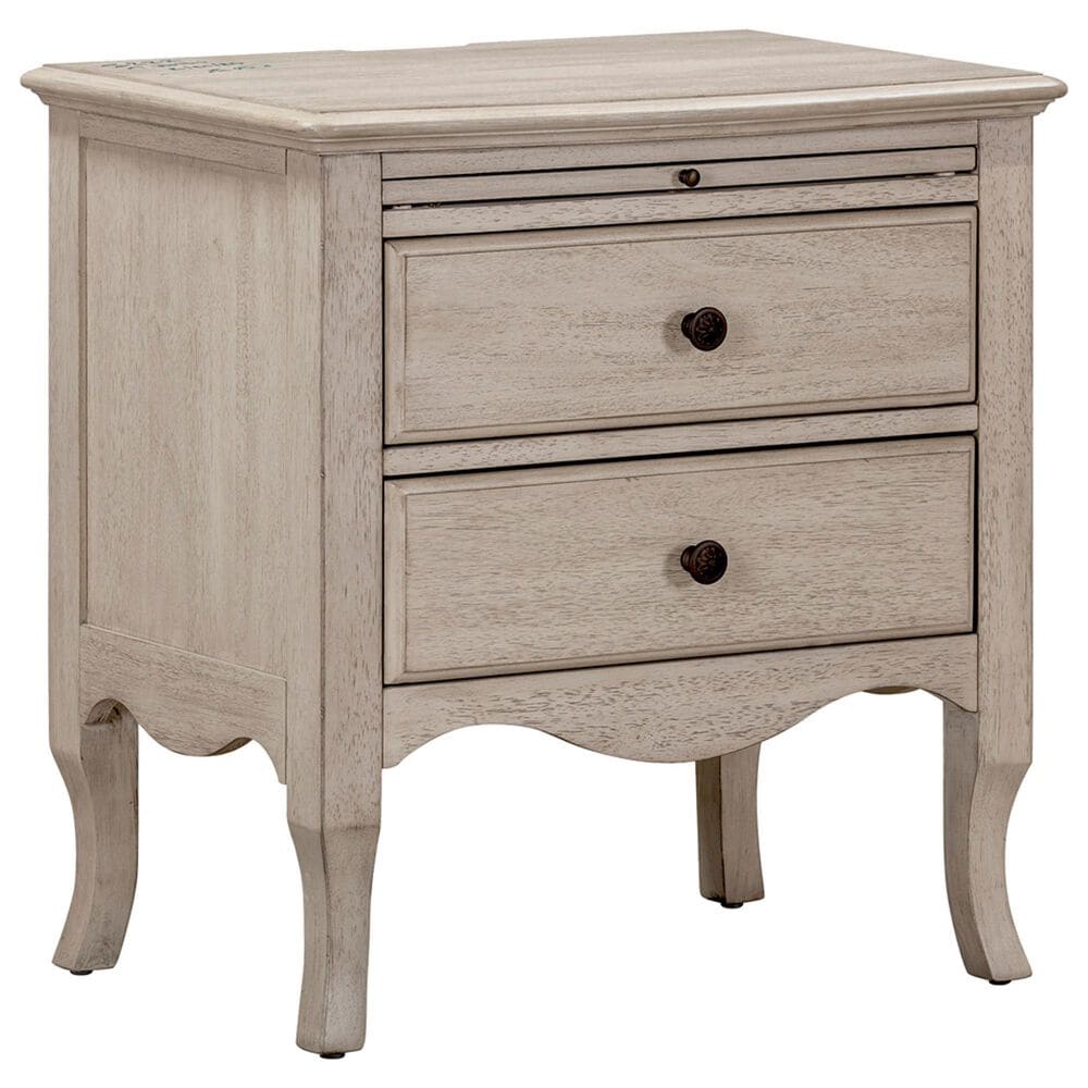 Riva Ridge Provence 2-Drawer Nightstand in Linen with AC Outlets, , large