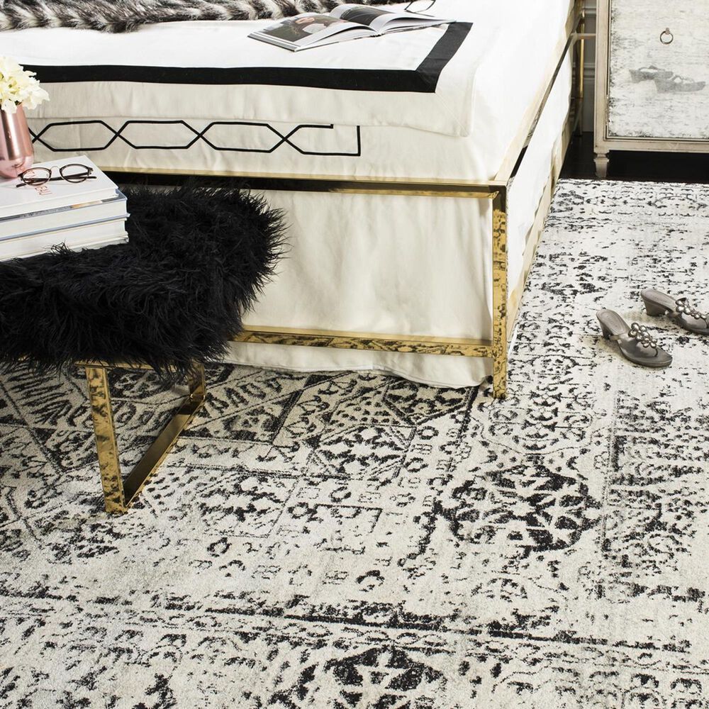 Safavieh Evoke EVK260T-5 5&#39;1&quot; x 7&#39;6&quot; Ivory/Black Area Rug, , large