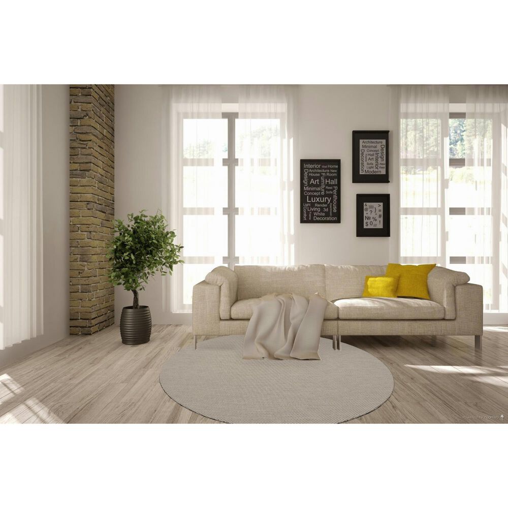 Nourison Courtyard Ivory and Silver 6&#39; Round Indoor/Outdoor Area Rug, , large
