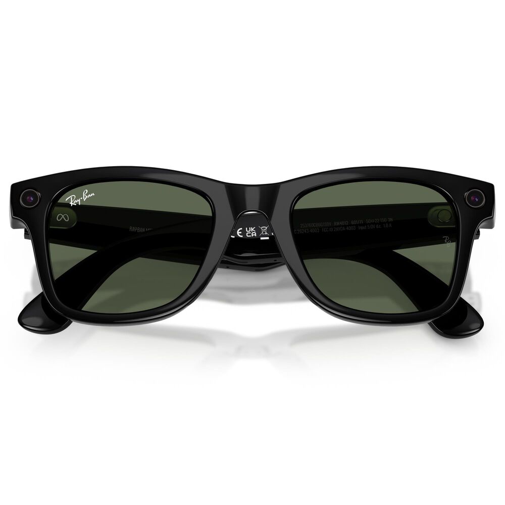 Rayban Glasses Wayfarer Gen 2 50mm Sunglasses with Green Lenses in Shiny Black, , large