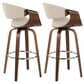 LumiSource Curvini 30" Swivel Barstool with Cream Upholstery in Walnut and Chrome (Set of 2), , large