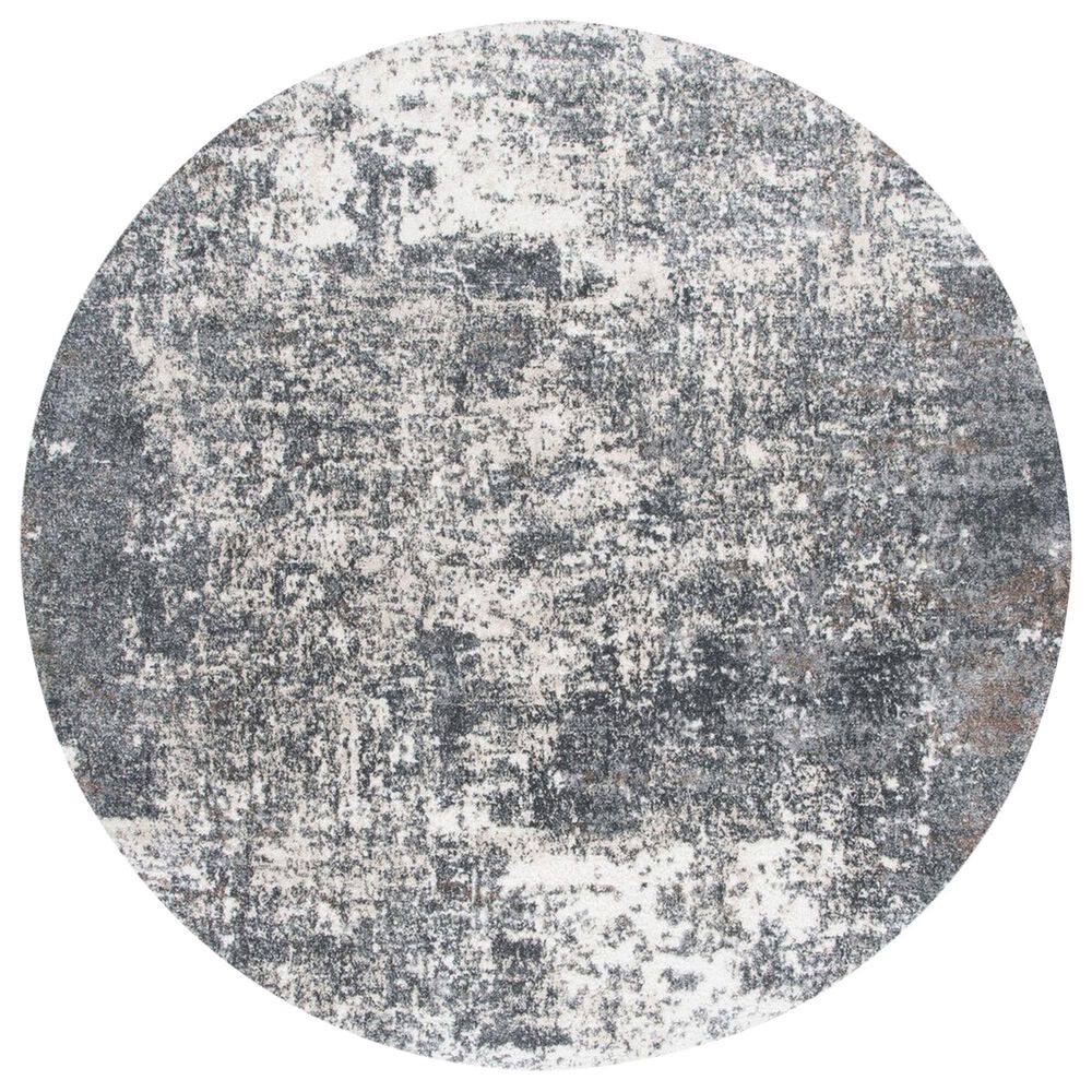 Safavieh Aston ASN705 6"7" Round Grey and Ivory Area Rug, , large