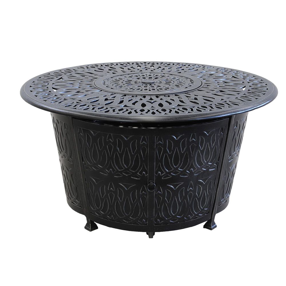 GatherCraft Geneva 48" Round Firepit Table In Black, , large