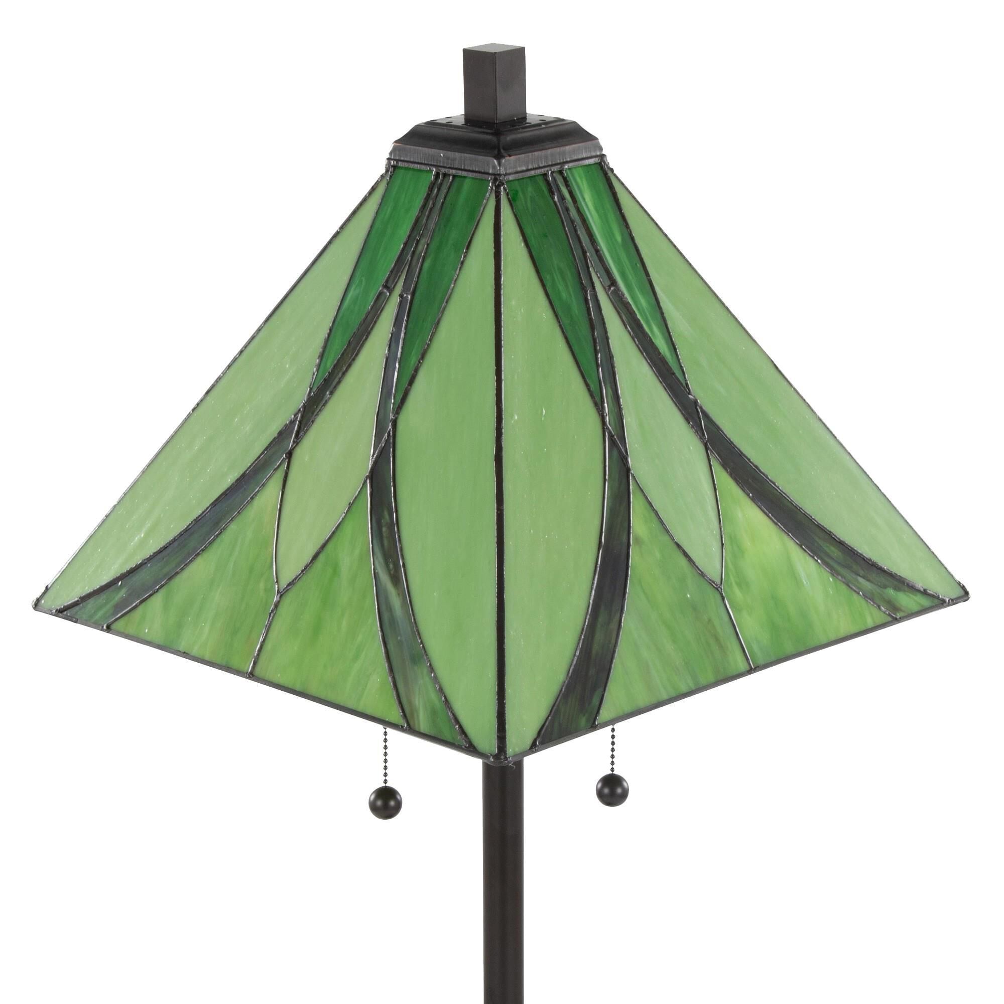 LumiSource Ren Floor Lamp with Green Glass Shade in Oil Rubbed Bronze
