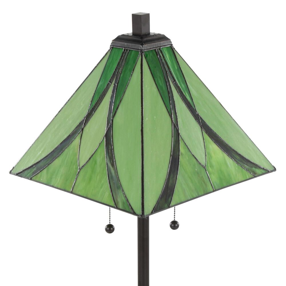 LumiSource Ren Floor Lamp with Green Glass Shade in Oil Rubbed Bronze, , large