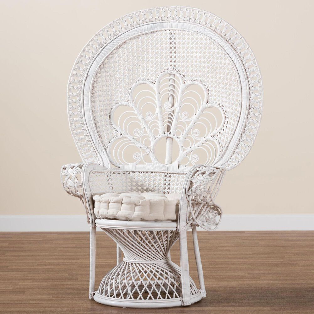 Baxton Studio Ediva Patio Accent Chair in White, , large