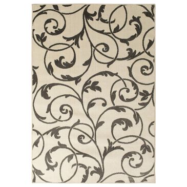 Central Oriental Terrace Tropic Macala 9"10" x 12"10" Snow and Stone Area Rug, , large