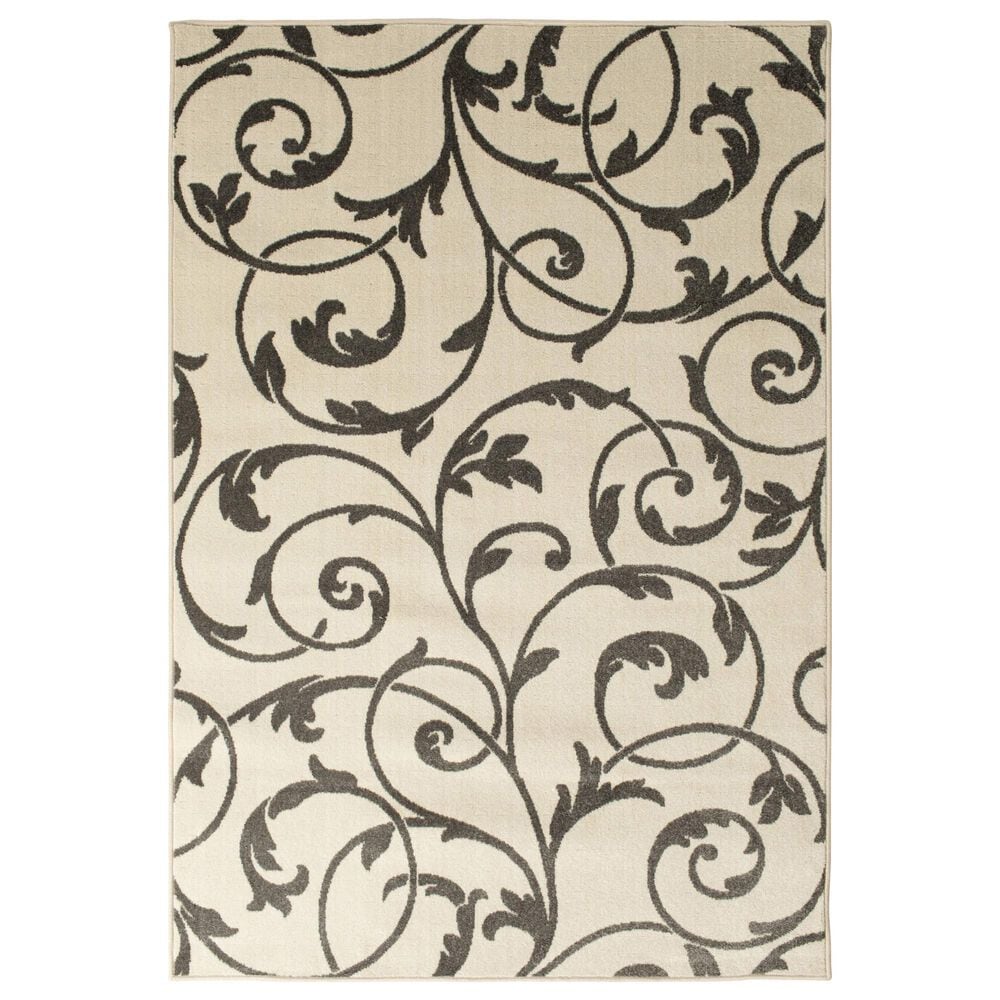Central Oriental Terrace Tropic Macala 9"10" x 12"10" Snow and Stone Area Rug, , large