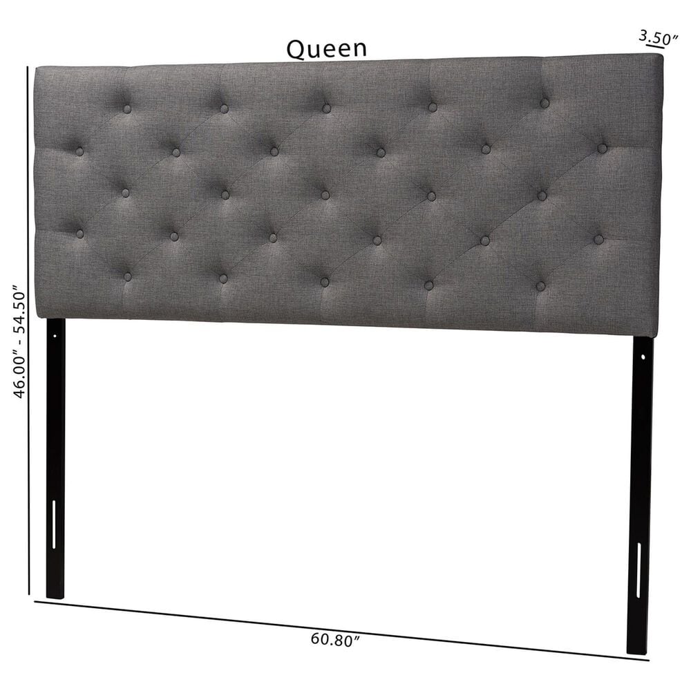 Baxton Studio Viviana Full Upholstered Headboard in Grey, , large
