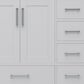 Lexora Home Jacques 36" Left Offset Single Bathroom Vanity in White with 2 cm White Carrara Marble Top and Rectangular Sink, , large