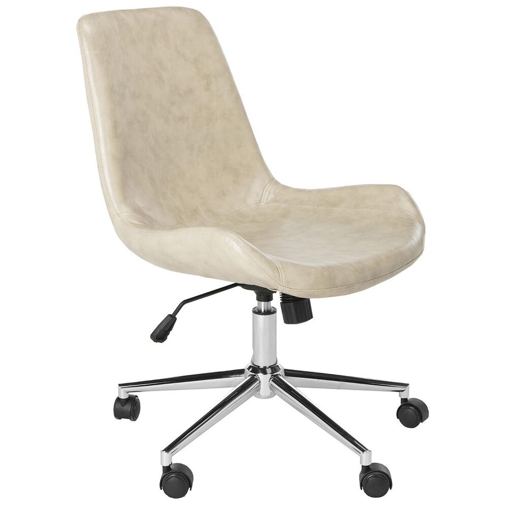 Safavieh Fletcher Swivel Office Chair in Beige/Chrome, , large
