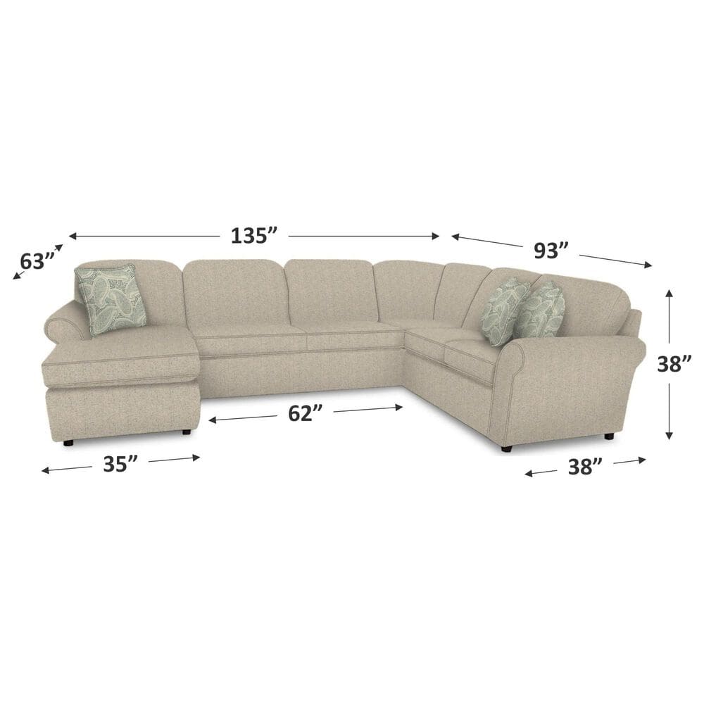 England Furniture Malibu 3-Piece Stationary Left Arm Facing Sectional with Chaise in Natural Beauty Quartz, , large