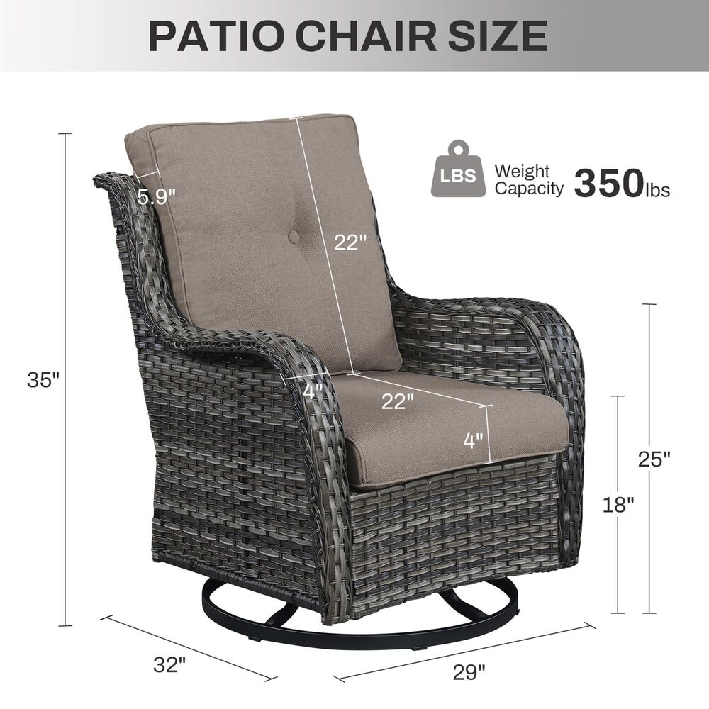 Sunwell Garden Patio Swivel Rocker Chair in Gray (Set of 2), , large