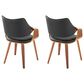 LumiSource Curvo Highback Contemporary Chair with Black Faux Leather Cushion in Walnut Wood (Set of 2), , large