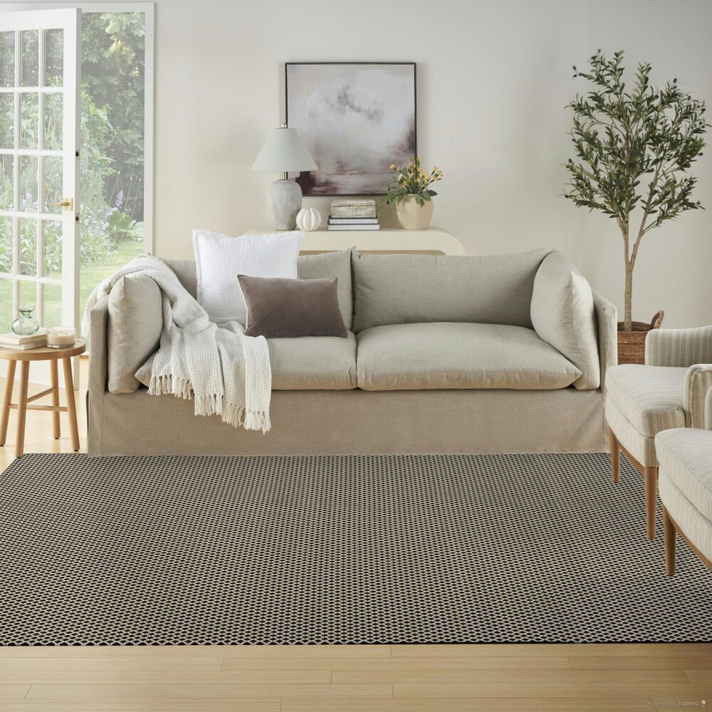Nourison Courtyard Black and White 6&#39; x 9&#39; Indoor/Outdoor Area Rug, , large