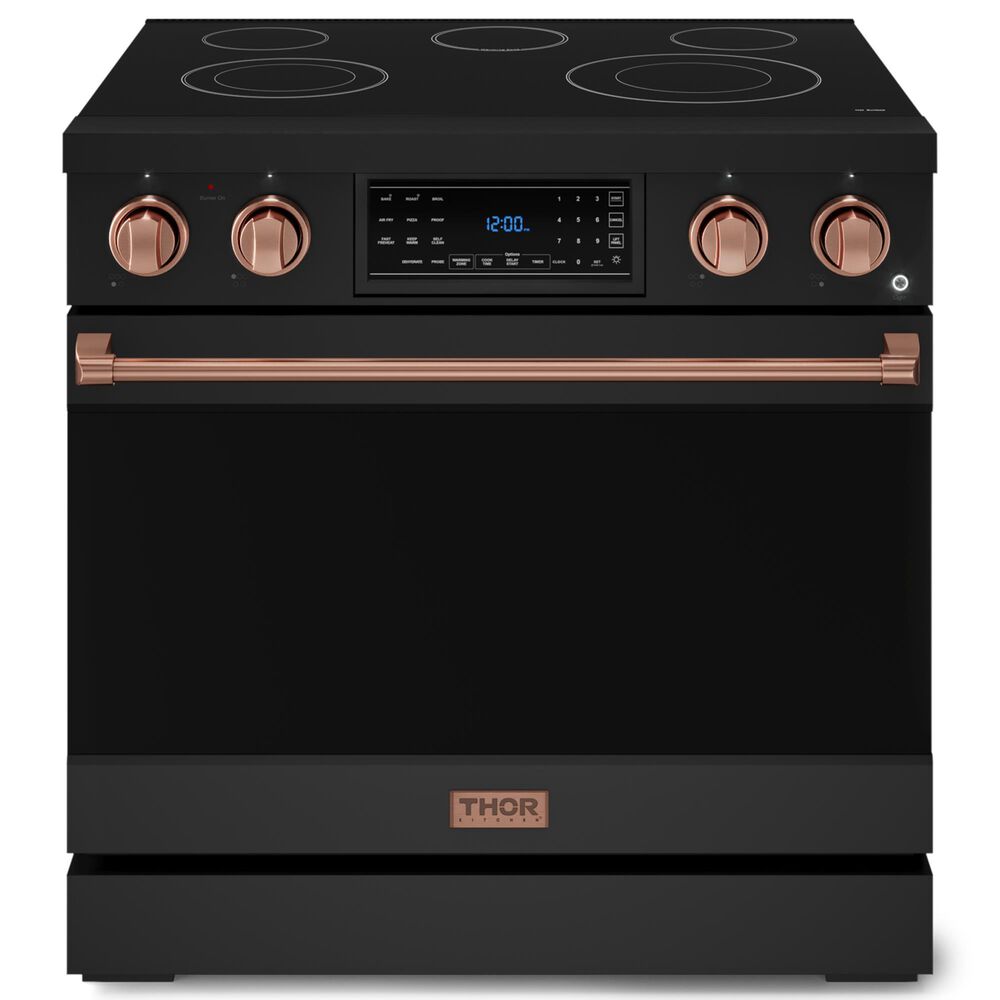 Thor Kitchen Gordon Ramsay 6 Cu. Ft. 36" Professional Electric Range with Rose Gold Handle Kit in Black, , large