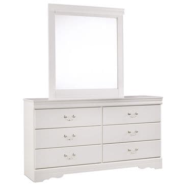 Ashley Anarasia 6-Drawer Dresser and Mirror in White, , large