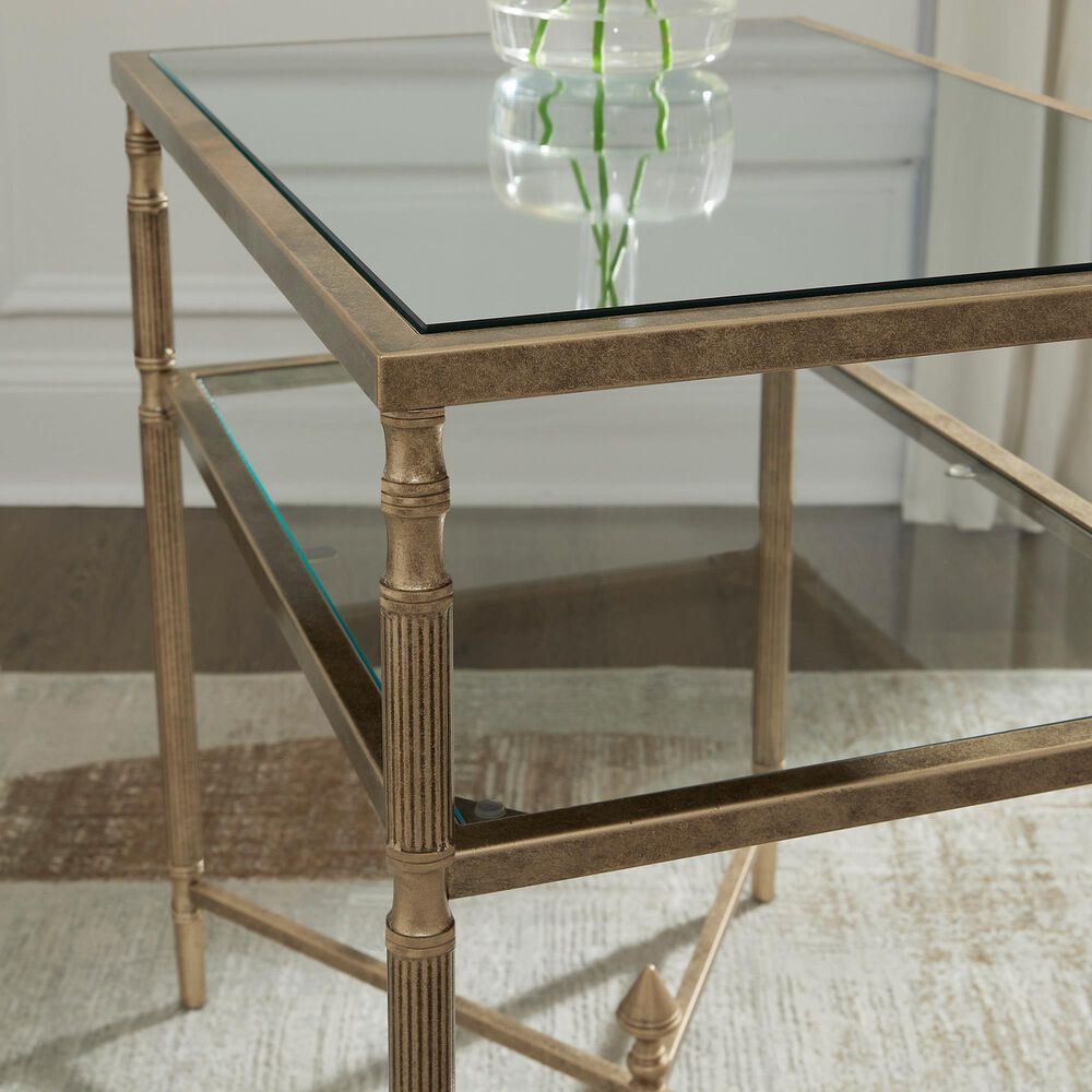 Ashley Cloverty 3-Piece Occasional Table Set in Aged Gold and Clear, , large