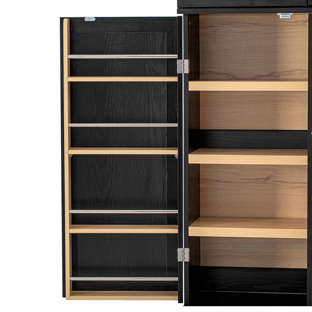 HOMLUX 78.2" Tall Farmhouse Kitchen Pantry Cabinet with 8 Door Shelves, Storage Cabinet with 3 Adjustable Shelves, 3 Large Drawers, Versatile Cupboard for Kitchen, Dining &amp; Bathroom, Ash Black, , large