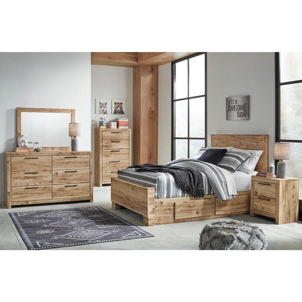 Ashley Hyanna Full Panel Bed with 1 Side Storage in Tan Brown, , large