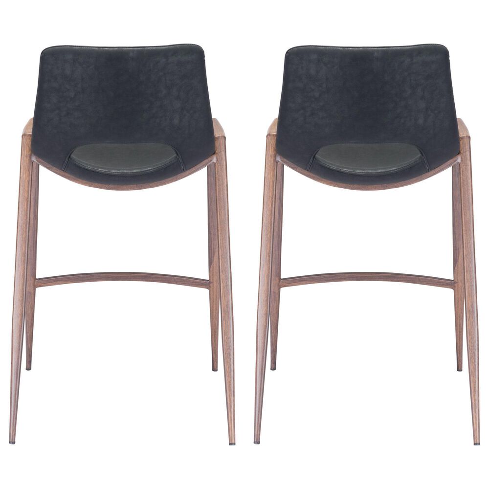 Zuo Modern Desi Counter Chair in Black/Dark Brown &#40;Set of 2&#41;, , large
