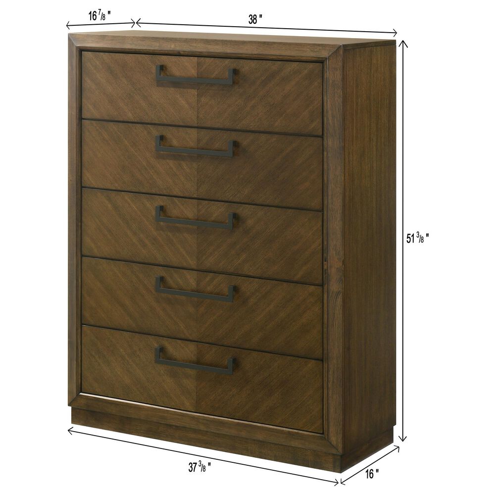 Crown Mark Lakecrest 5 Drawer Chest in Brown, , large