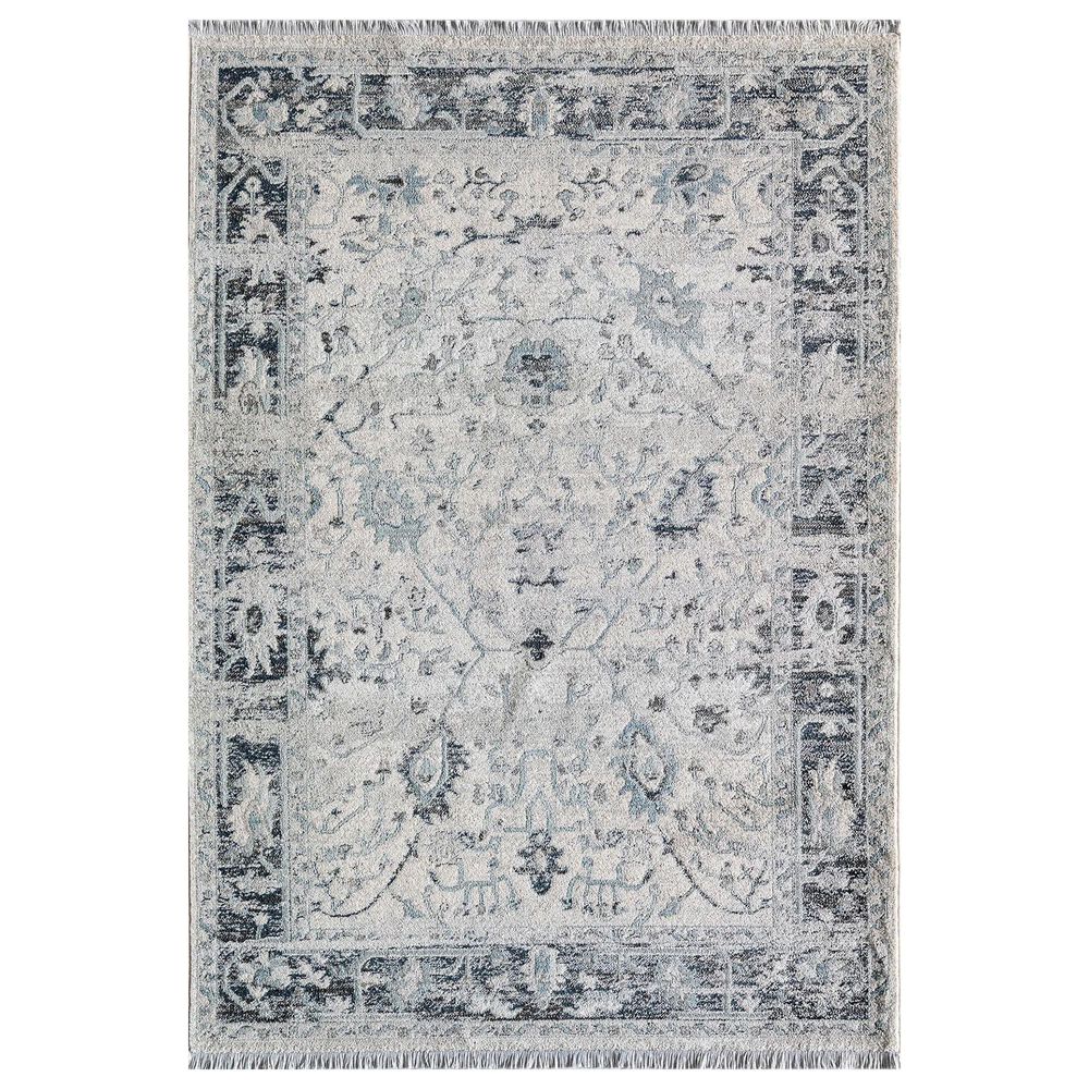 Rugs America Amari Picket White 2"6" x 8" Beige and Blue Runner, , large