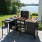 HOMLUX 72.4" Outdoor Kitchen Island with Large Fold-out Prep Table and Adjustable Shelves for Big Green Egg in Black, , large