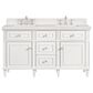 James Martin Vanities Lorelai 60" Double Vanity in Bright White with 3 cm Arctic Fall Solid Surface Top, , large
