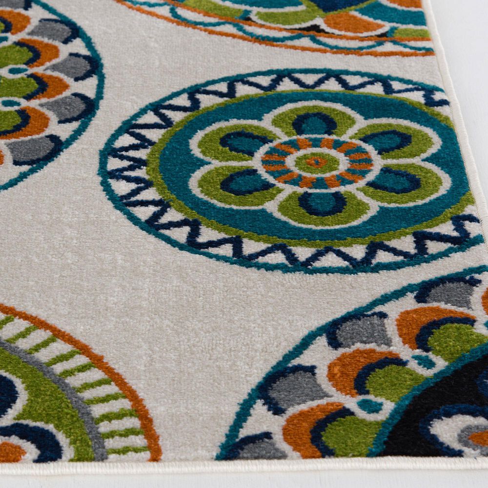 Central Oriental Terrace Tropic Burnette 6&#39;7&quot; x 9&#39;6&quot; Snow and Multicolor Area Rug, , large