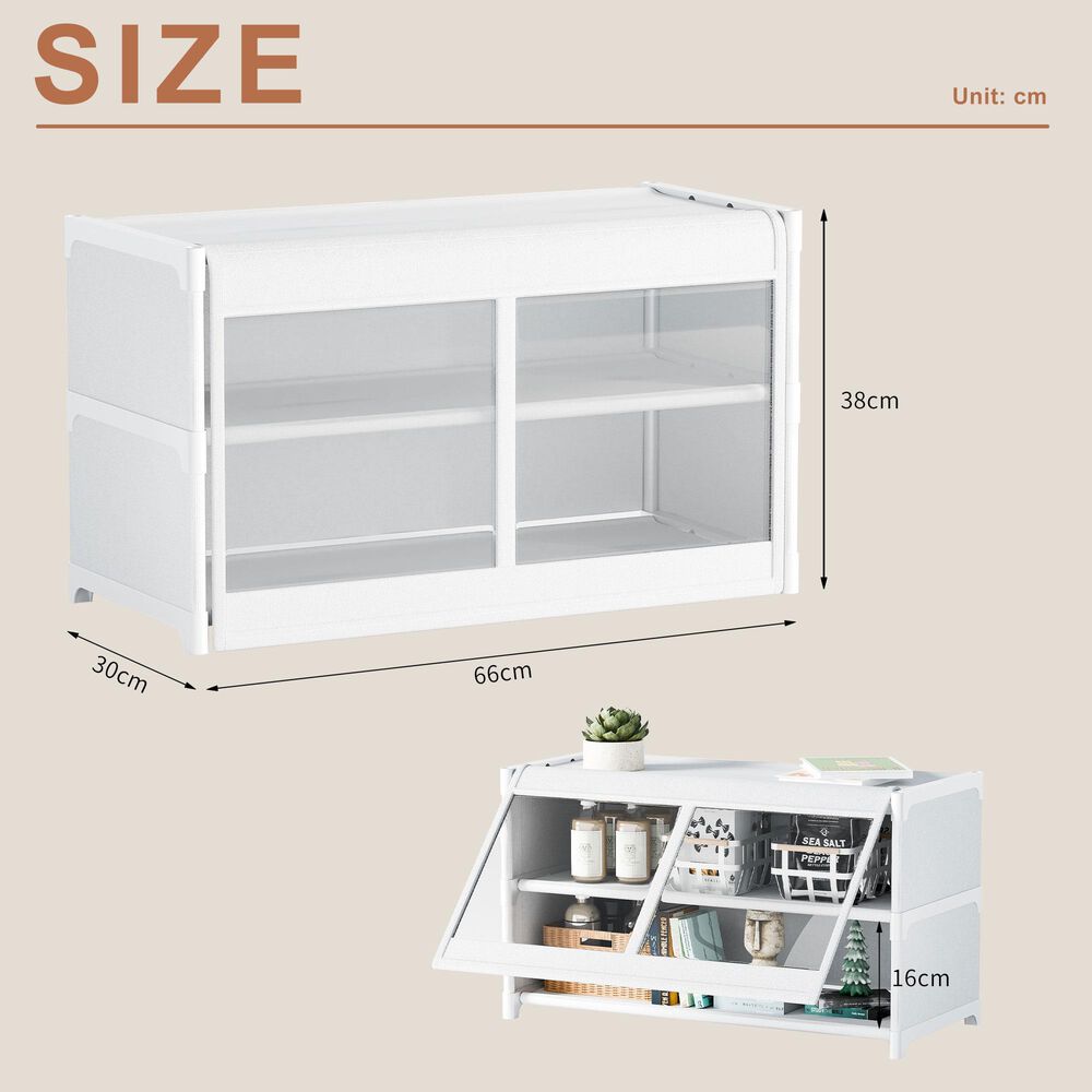 HOMLUX 3-Tier Storage Cabinet with Adjustable Shelves in White, , large