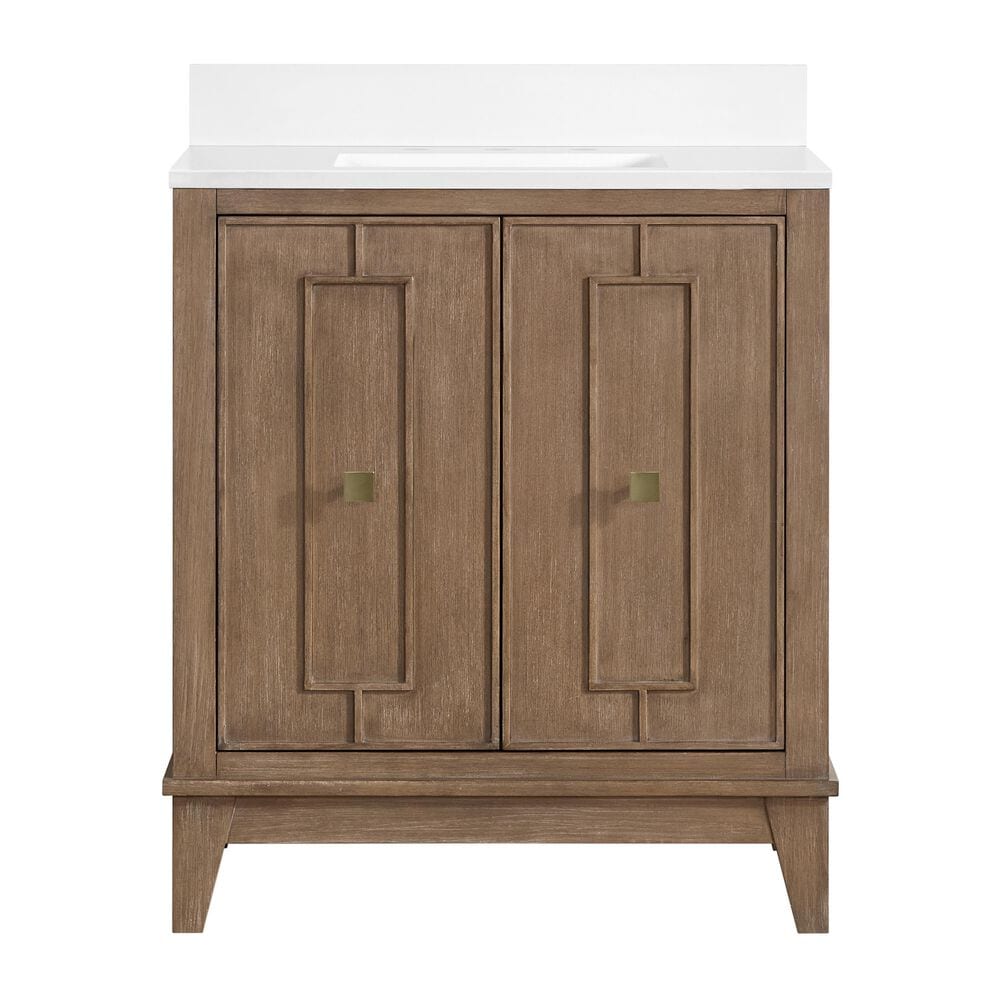 37B Kinsale 30" Single Bathroom Vanity Cabinet in Walnut Drift with White Composite Stone Top and Backsplash, , large