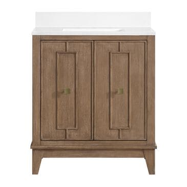 37B Kinsale 30" Single Bathroom Vanity Cabinet in Walnut Drift with White Composite Stone Top and Backsplash, , large