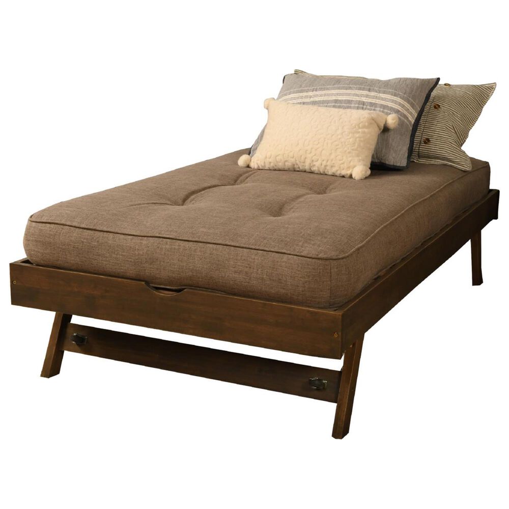 Kodiak Boho Twin Daybed with Pop Up Trundle and Mattress in Rustic Walnut, , large