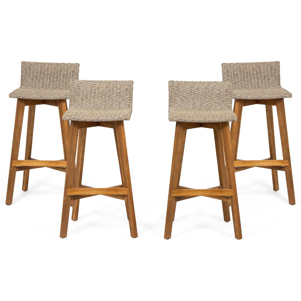 Noble House La Brea Barstool in Teak Brown and Light Brown (Set of 4), , large