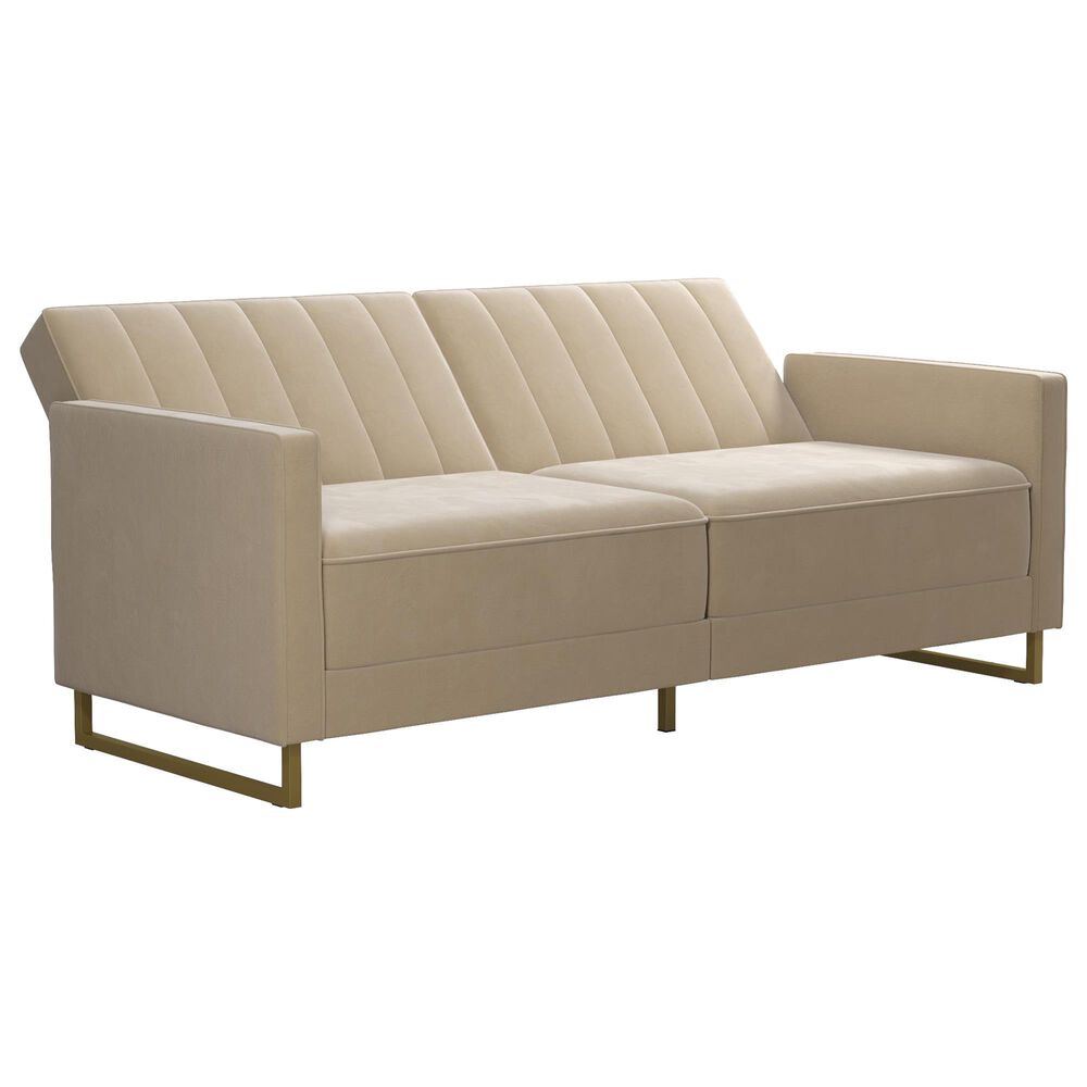 Novogratz Skylar Futon in Ivory Velvet, , large
