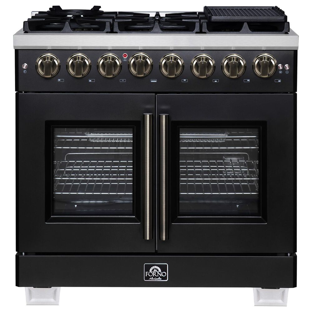 Forno Capriasca 36" Freestanding French Door Dual Fuel Range in Black, , large