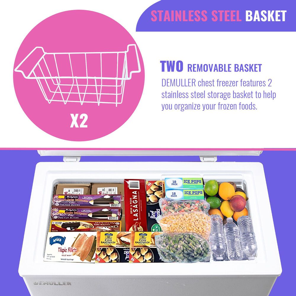 HOMLUX 5 Cu. Ft. Deep Chest Freezer with Removable Basket in White, , large