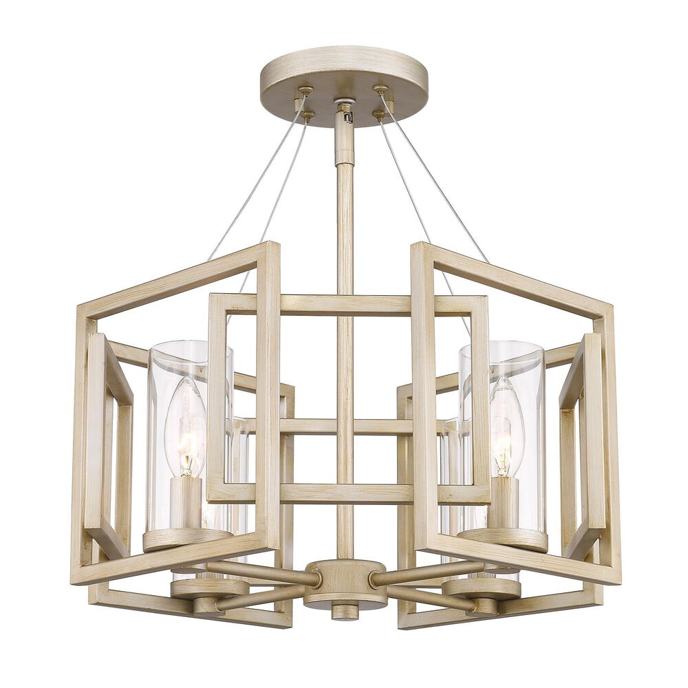 Golden Lighting Marco Semi-Flush (Convertible) in White Gold with Clear Glass, , large